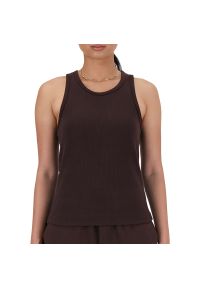 Koszulka New Balance WT33536KCF - brązowa. Kolor: brązowy. Materiał: bawełna, dresówka #1