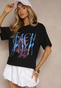 Renee - Czarna Bawełniana Koszulka z Nadrukiem Savileine. Okazja: na co dzień. Kolor: czarny. Materiał: bawełna. Wzór: nadruk. Styl: klasyczny, elegancki, casual #5