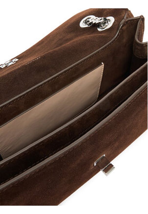 Tory Burch Torebka Kira Turnlock Suede Shouldr Bag 169176 Brązowy. Kolor: brązowy. Materiał: zamszowe, skórzane