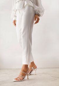 Born2be - Białe Eleganckie Sandały na Szpilce z Cyrkoniowymi Paseczkami Limore. Okazja: na komunię, na randkę, na wesele, na studniówkę, na ślub cywilny. Kolor: biały. Wzór: aplikacja. Sezon: lato. Obcas: na szpilce. Styl: elegancki. Wysokość obcasa: średni #5