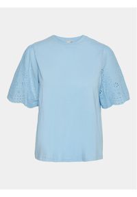 YAS T-Shirt Lex 26033890 Niebieski Regular Fit. Kolor: niebieski. Materiał: bawełna
