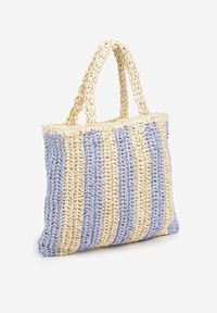 Born2be - Niebieska Torebka Shopper Plażowa z Napisem Navirael. Kolor: niebieski. Wzór: napisy. Sezon: lato. Styl: casual