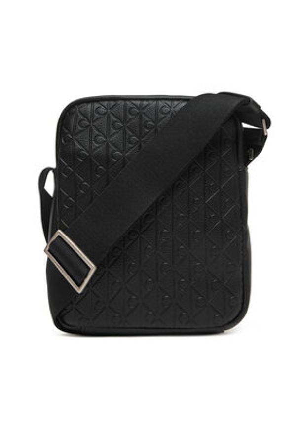 Calvin Klein Saszetka Emblem Emboss Reporter LV04D3204G Czarny. Kolor: czarny. Materiał: skóra