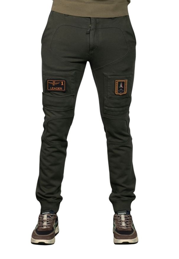 Aeronautica Militare - AERONAUTICA MILITARE Szarozielone spodnie męskie Anti-G. Kolor: zielony. Materiał: jersey