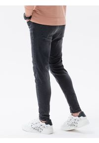 Ombre Clothing - Spodnie męskie jeansowe z dziurami SLIM FIT P1078 - czarne - XXL. Kolor: czarny. Materiał: jeans #4