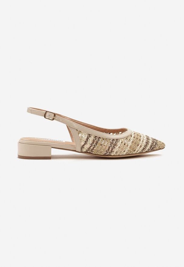 Renee - Beżowe Szydełkowe Sandały Slingback Odirissea. Zapięcie: sprzączka. Kolor: beżowy. Sezon: lato. Obcas: na szpilce. Styl: elegancki