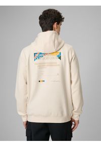 4f - 4F Bluza dresowa regular z kapturem męska - beżowa M. Okazja: na co dzień. Typ kołnierza: kaptur. Kolor: beżowy. Materiał: dresówka. Styl: sportowy, casual #2