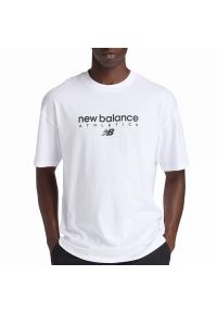 Koszulka męska New Balance MT61D0U5WT - biała. Kolor: biały. Materiał: bawełna. Długość rękawa: krótki rękaw. Długość: krótkie #1