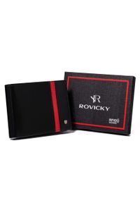 ROVICKY - Portfel skórzany Rovicky N992-RVTP Black+R czarny. Kolor: czarny. Materiał: skóra