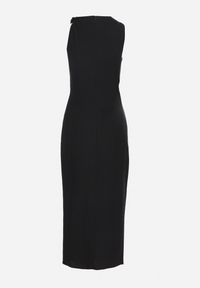 Born2be - Czarna Sukienka Dopasowana z Bawełną i Wiskozą z Rozcięciem Turilia. Kolor: czarny. Materiał: bawełna, wiskoza. Sezon: lato. Typ sukienki: dopasowane. Styl: klasyczny, elegancki #7
