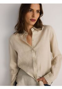 Reserved - Lniana koszula - beżowy. Kolor: beżowy. Materiał: len #1