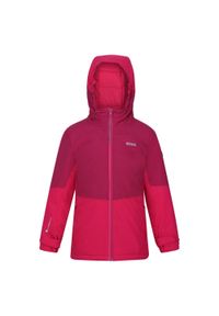 Highton IV Regatta dziecięca turystyczna kurtka przeciwdeszczowa. Kolor: różowy. Materiał: poliester