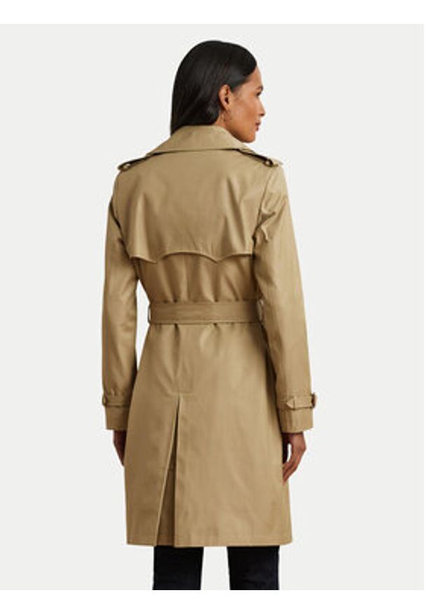 Lauren Ralph Lauren - LAUREN RALPH LAUREN Płaszcz przejściowy 297967122002 Beżowy. Kolor: beżowy. Materiał: bawełna, syntetyk