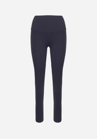 Born2be - Niebieskie Legginsy z Wysokim Stanem i Szeroką Gumką w Pasie Lalar. Stan: podwyższony. Kolor: niebieski. Materiał: dzianina