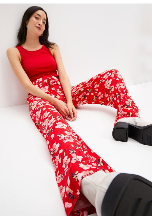 bonprix - Top w prążek z czystej bawełny organicznej (2 szt.). Kolor: czerwony. Materiał: bawełna. Wzór: prążki