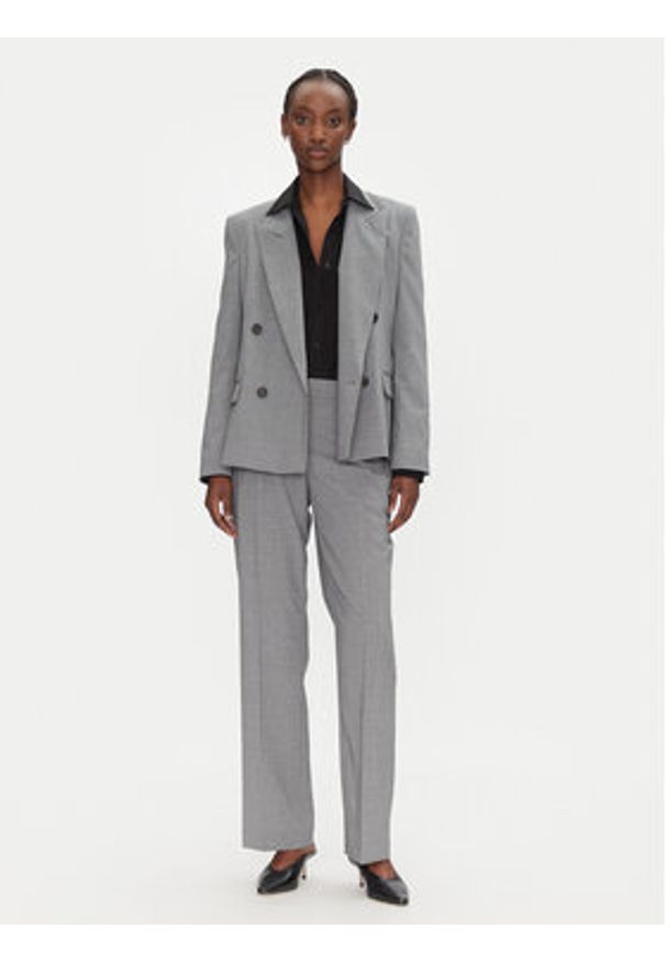 BOSS Spodnie materiałowe Tilda9 50542004 Szary Relaxed Fit. Kolor: szary. Materiał: wełna