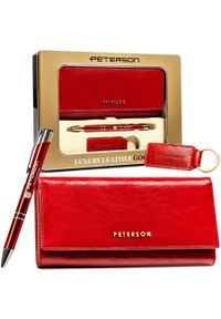 Zestaw prezentowy Peterson PTN ZD8 czerwony. Kolor: czerwony. Materiał: skóra #1