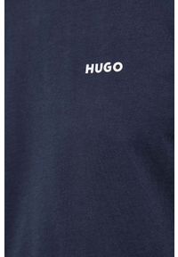 Hugo - HUGO longsleeve bawełniany kolor granatowy. Kolor: niebieski. Materiał: bawełna. Długość rękawa: długi rękaw. Wzór: nadruk #2