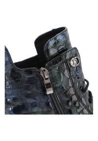 Niebieskie Botki S.Barski Modne Obuwie Damskie. Zapięcie: sznurówki. Kolor: niebieski. Materiał: skóra, materiał, lakier. Styl: klasyczny, elegancki #5