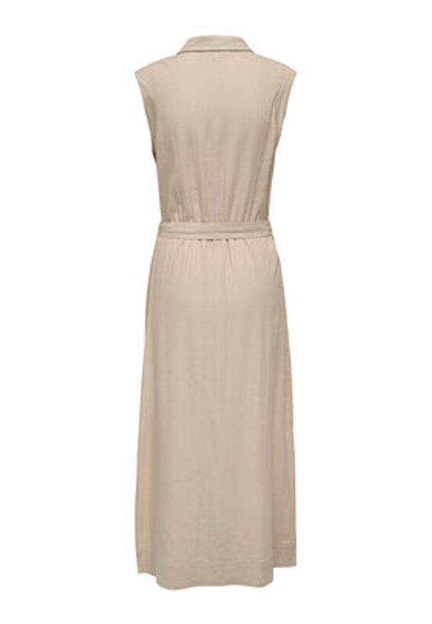 only - ONLY Sukienka koszulowa Goa 15363697 Beżowy Regular Fit. Kolor: beżowy. Materiał: len. Typ sukienki: koszulowe