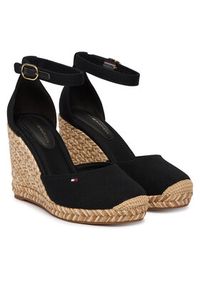 TOMMY HILFIGER - Tommy Hilfiger Espadryle Flag High Wedge Espad Closed Toe FW0FW09225 Czarny. Kolor: czarny. Materiał: materiał #5
