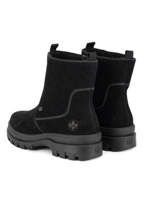 Rieker Botki X8250-00 Czarny. Kolor: czarny. Materiał: skóra, zamsz