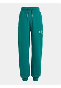 Calvin Klein Jeans Spodnie dresowe Monogram Logo IU0IU00285 Zielony Regular Fit. Kolor: zielony. Materiał: bawełna #6