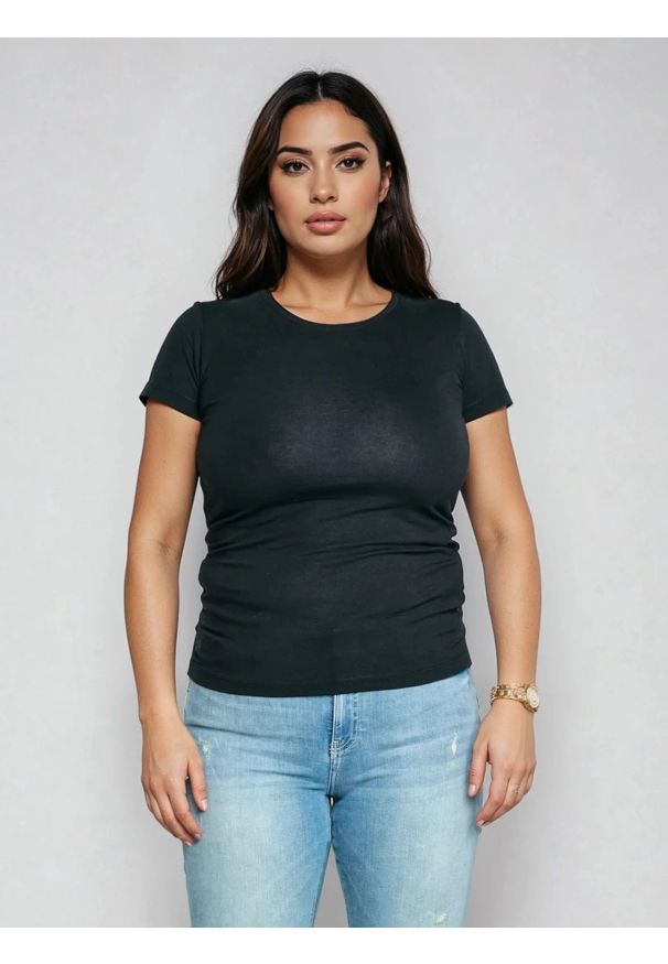 Big-Star - Koszulka damska z krótkim rękawem czarna Classaca 906. Kolor: czarny. Długość rękawa: krótki rękaw. Długość: krótkie. Wzór: gładki
