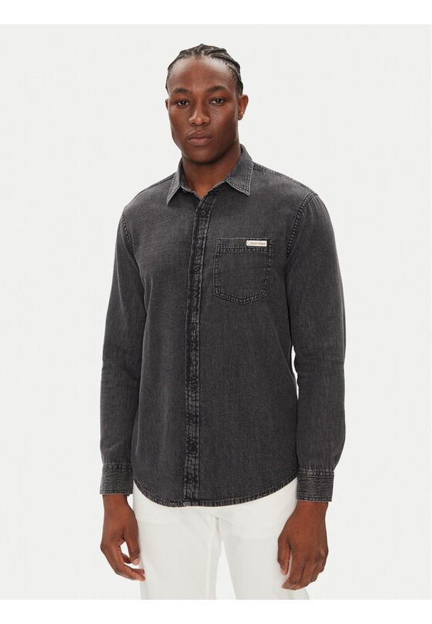 Calvin Klein Jeans Koszula jeansowa Classic LV040BM733 Szary Regular Fit. Kolor: szary. Materiał: bawełna