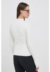 Calvin Klein Jeans sweter damski kolor beżowy lekki z półgolfem. Kolor: beżowy. Materiał: bawełna, dzianina. Długość: krótkie #4