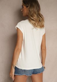 Renee - Biały T-shirt z Bawełny Ozdobiona Koronką Ralienne. Okazja: na co dzień. Kolor: biały. Materiał: bawełna, koronka. Wzór: aplikacja, koronka. Styl: casual #3