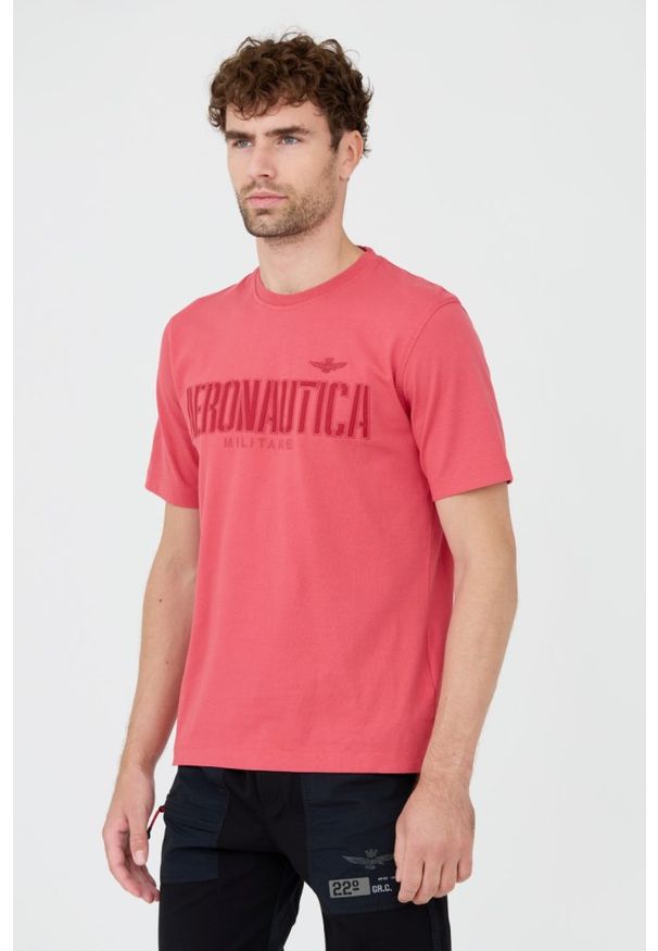 Aeronautica Militare - AERONAUTICA MILITARE Różowy bawełniany męski t-shirt, Rozmiar L. Kolor: różowy. Materiał: bawełna