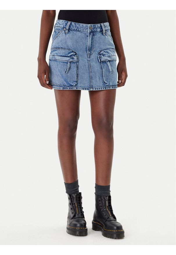 G-Star RAW - G-Star Raw Spódnica jeansowa D27703-D536 Niebieski Regular Fit. Kolor: niebieski. Materiał: bawełna