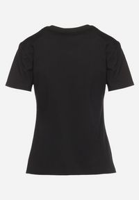 Born2be - Czarny Bawełniany T-shirt Koszulka z Krótkim Rękawem i Nadrukiem z Cyrkoniami Jloella. Okazja: na co dzień. Kolor: czarny. Materiał: bawełna. Długość rękawa: krótki rękaw. Długość: krótkie. Wzór: nadruk. Styl: casual, glamour #4