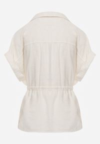 Renee - Beżowa Koszula na Lato z Troczkiem w Pasie i Kieszonkami Phellasia. Okazja: na co dzień. Kolor: beżowy. Materiał: jeans. Sezon: lato. Styl: elegancki, casual #4