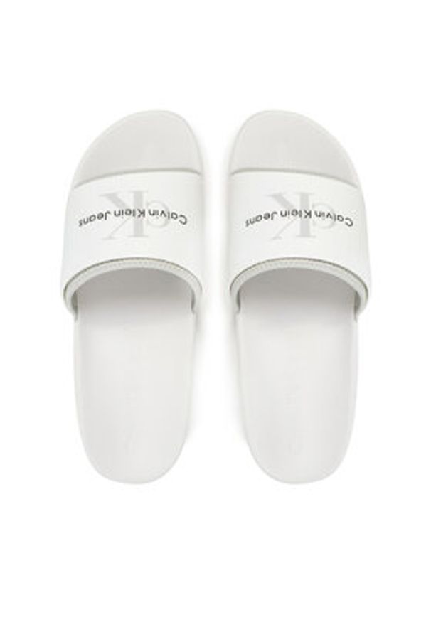 Calvin Klein Jeans Klapki Slide Rubber Neoprene Monologo YM0YM00361 Biały. Kolor: biały. Materiał: syntetyk