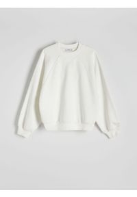 Reserved - Bawełniana bluza z haftem - biały. Kolor: biały. Materiał: bawełna. Wzór: haft