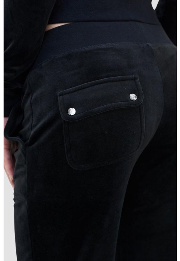 Juicy Couture - JUICY COUTURE Czarne spodnie dresowe damskie Layla Low Rise, Rozmiar XS. Kolor: czarny. Materiał: dresówka