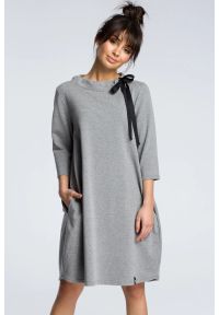 BeWear - Sukienka sportowa bombka oversize bawełniana szara. Okazja: na co dzień. Kolor: szary. Materiał: bawełna. Typ sukienki: sportowe, oversize, bombki. Styl: sportowy #3