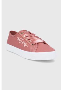 TOMMY HILFIGER - Tommy Hilfiger Tenisówki damskie kolor różowy. Nosek buta: okrągły. Zapięcie: sznurówki. Kolor: różowy. Materiał: guma #4