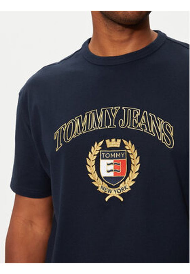 Tommy Jeans T-Shirt DM0DM19690 Granatowy Regular Fit. Kolor: niebieski. Materiał: bawełna