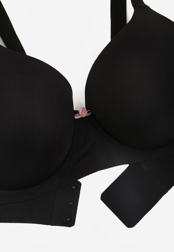 Born2be - Czarny Gładki Biustonosz Klasyczny Idahlina. Kolor: czarny. Wzór: gładki