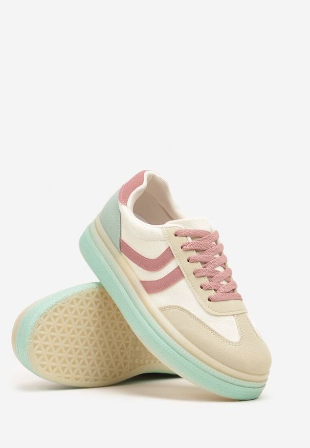 Born2be - Jasnożółte Sneakersy w Stylu Klasycznych Tenisówek na Grubej Podeszwie Grelritia. Nosek buta: okrągły. Zapięcie: sznurówki. Kolor: żółty. Materiał: materiał. Obcas: na obcasie. Wysokość obcasa: niski