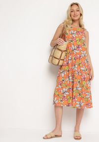 Born2be - Pomarańczowa Sukienka Mennotia. Okazja: na co dzień, na imprezę. Kolor: pomarańczowy. Długość rękawa: na ramiączkach. Typ sukienki: proste. Styl: casual, elegancki #3
