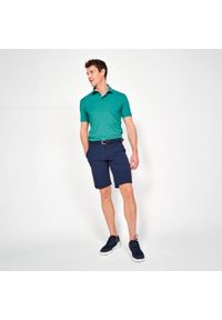 INESIS - Koszulka polo do golfa z krótkim rękawem męska Inesis WW900. Typ kołnierza: golf, polo. Kolor: zielony. Materiał: materiał, poliamid, elastan. Długość rękawa: krótki rękaw. Długość: krótkie