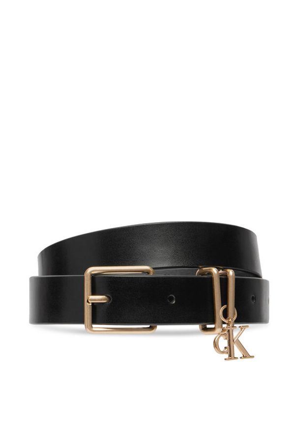 Calvin Klein Pasek Logo Charm Belt LV04F7086G Czarny. Kolor: czarny. Materiał: skóra