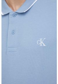 Calvin Klein Jeans polo męski kolor niebieski wzorzysty. Typ kołnierza: polo. Kolor: niebieski. Materiał: dzianina. Długość: krótkie #2