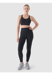 4f - 4F Legginsy do biegania z wysokim stanem damskie - szare M. Stan: podwyższony. Kolor: szary. Materiał: dzianina, materiał, syntetyk, włókno, elastan. Długość: krótkie. Wzór: jednolity, gładki, ze splotem. Sport: bieganie, fitness #1