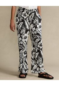 Ralph Lauren - RALPH LAUREN - Czarne spodnie z kwiatowym nadrukiem. Kolor: czarny. Wzór: kwiaty, nadruk #1