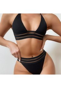 Intica - Strój kąpielowy damski w paski na plażę Phelia. Kolor: czarny. Materiał: materiał. Wzór: paski #2